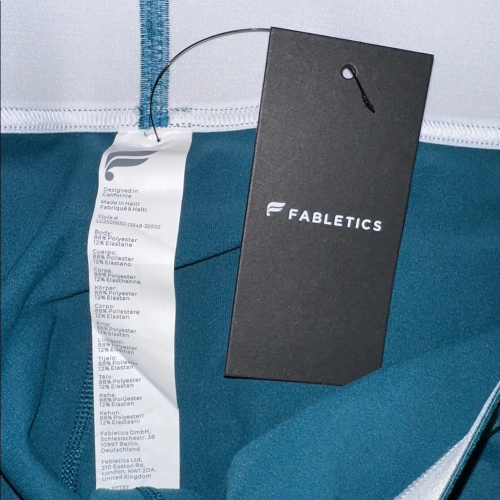 NWT Fabletics On-The-Go Green Abyss Powerhold High-Waisted Leggings (L) - Picture 3 of 4
